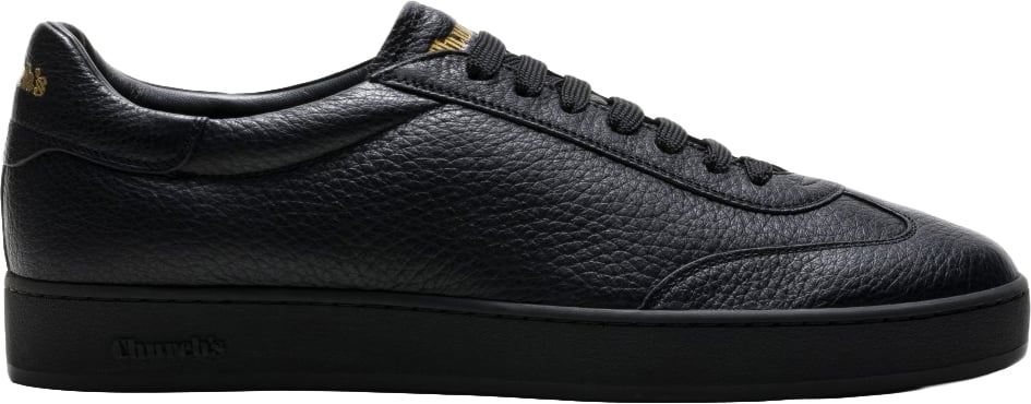 Church's Minimalist Black Leather Flat Shoes with Laces Zwart