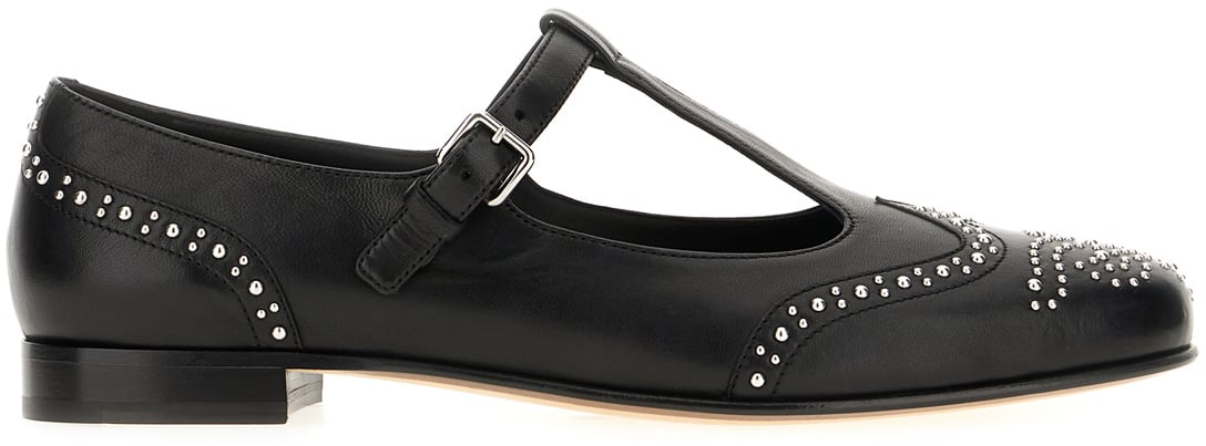 Church's Churchs Black leather t-bar strap ballerinas Zwart