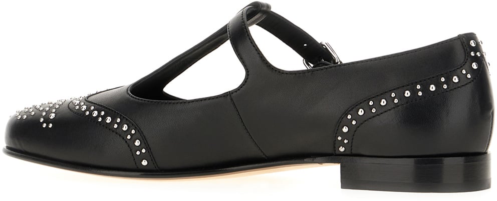 Church's Churchs Black leather t-bar strap ballerinas Zwart