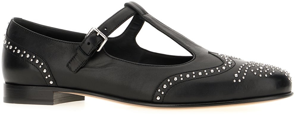 Church's Churchs Black leather t-bar strap ballerinas Zwart