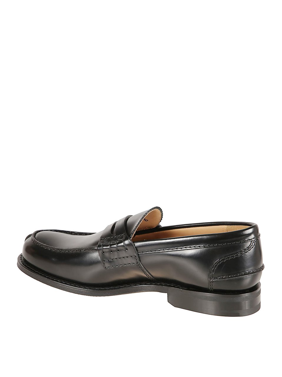 Church's Penny Loafer Flat Shoes In Polished Black Leather Grijs