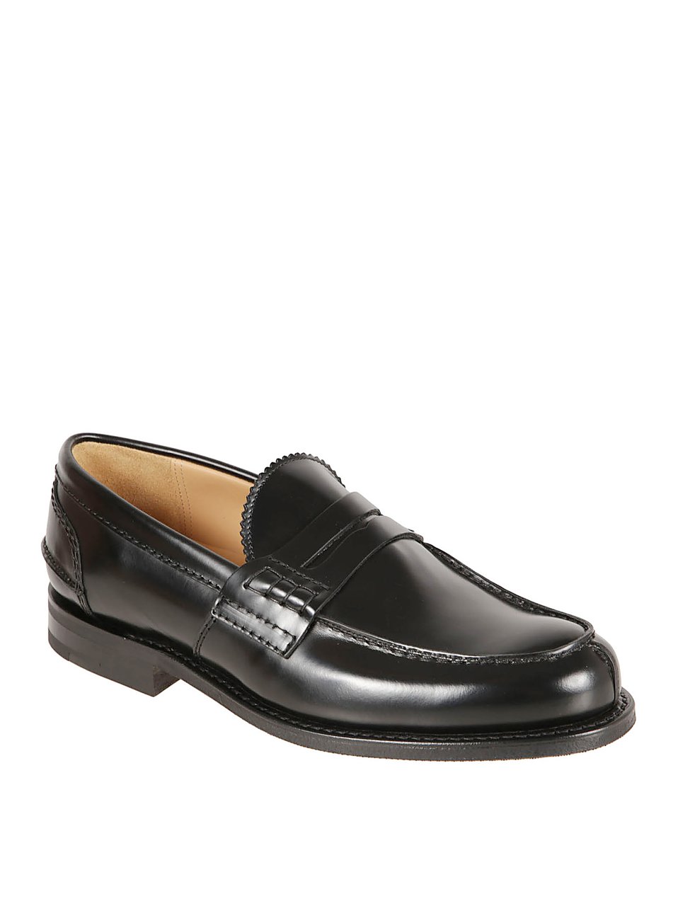 Church's Penny Loafer Flat Shoes In Polished Black Leather Grijs
