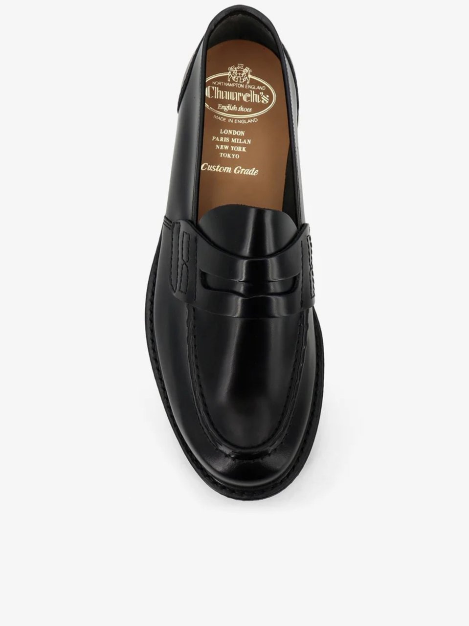 Church's Black Leather Loafer With Classic Penny Strap Zwart
