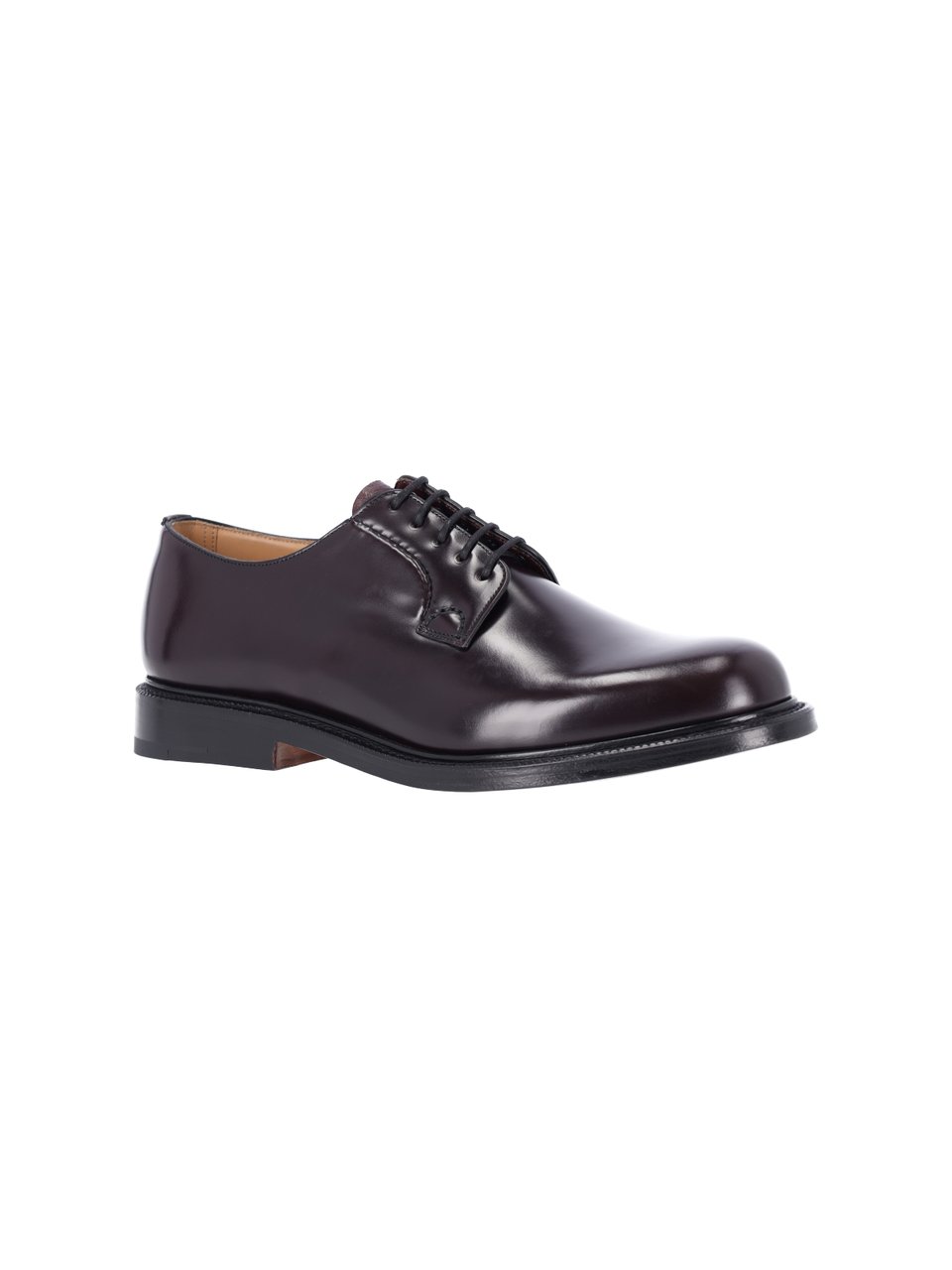 Church's Burgundy Calf Leather Derby Shoes with Lace-Up Closure Maroon