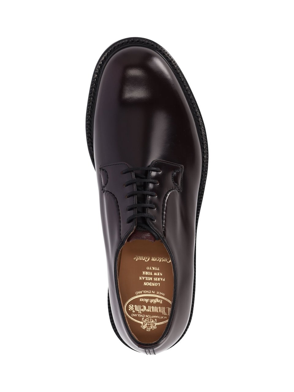 Church's Burgundy Calf Leather Derby Shoes with Lace-Up Closure Maroon