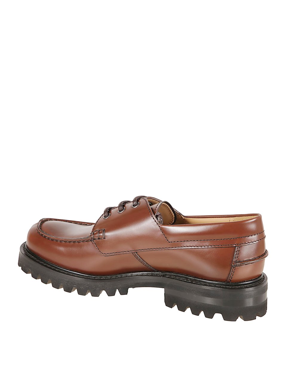 Church's Polished Leather Moc Toe Flat Shoes Bruin