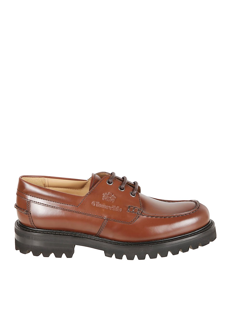 Church's Polished Leather Moc Toe Flat Shoes Bruin
