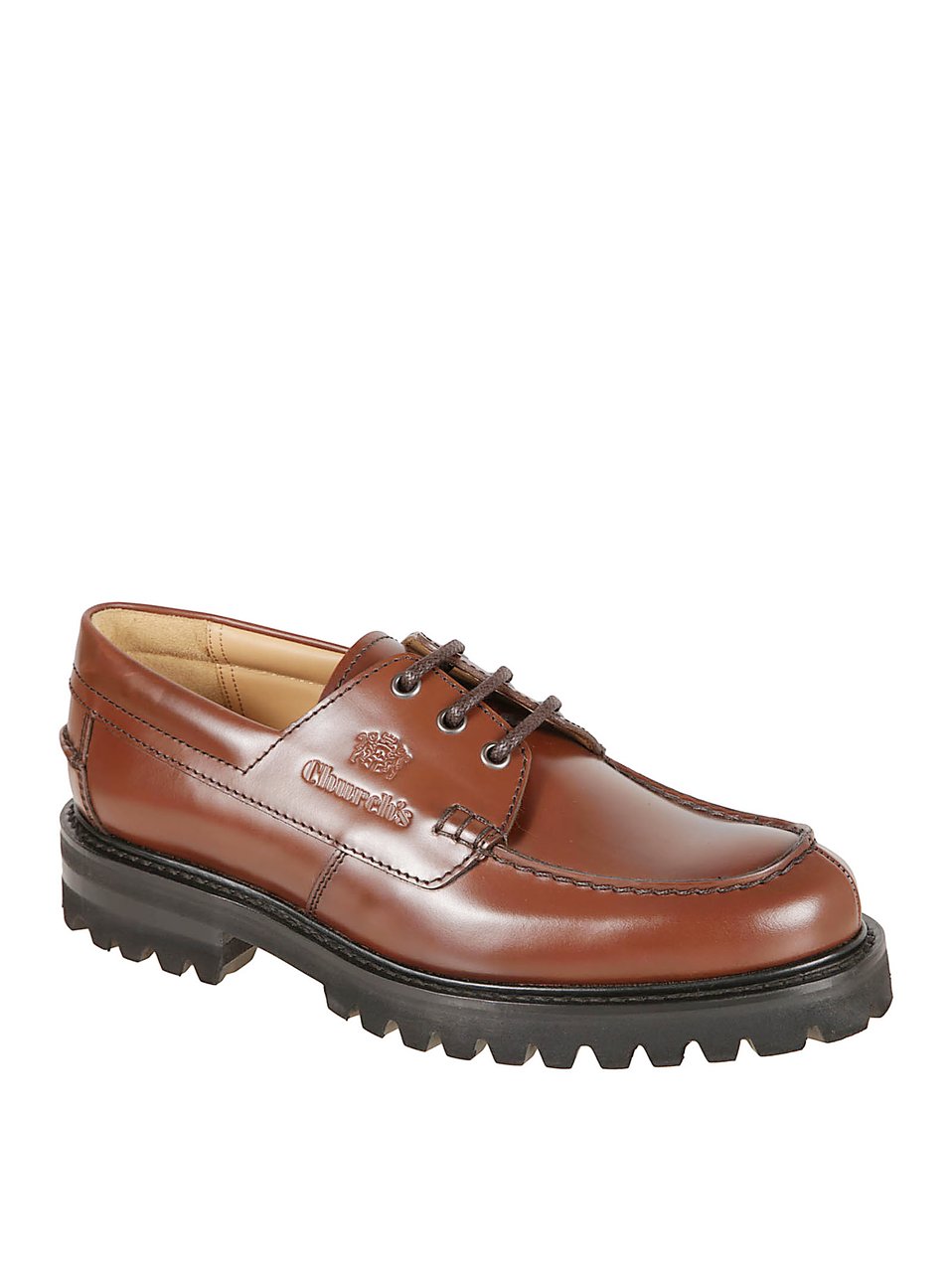 Church's Polished Leather Moc Toe Flat Shoes Bruin