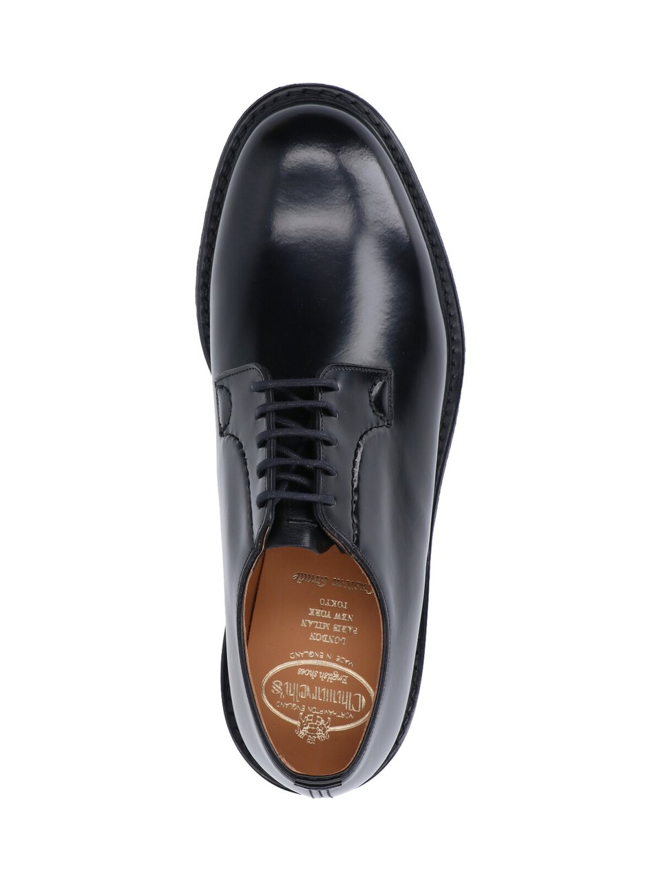 Church's Polished Black Leather Lace-Up Flat Shoes From Church'S Zwart