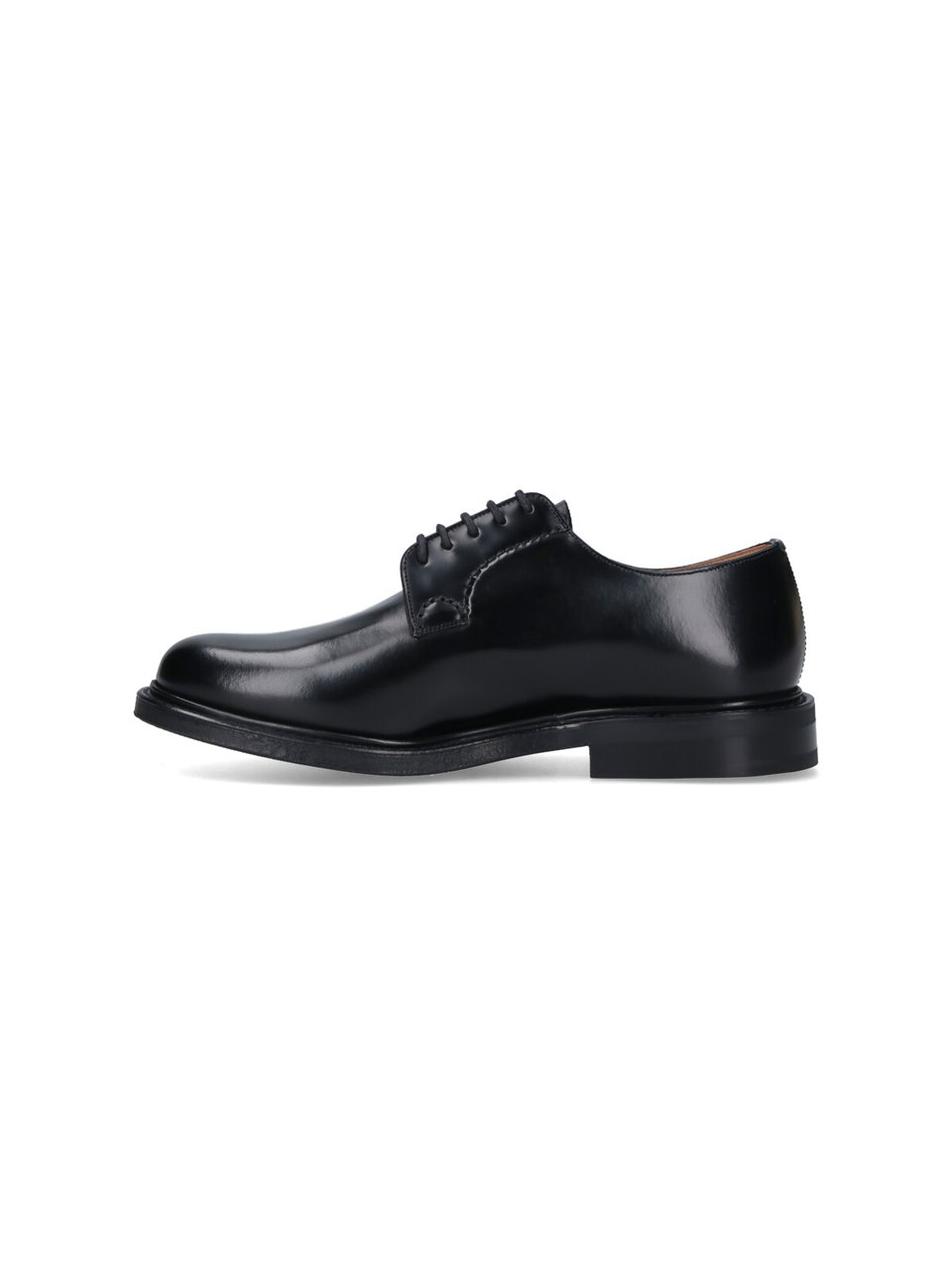 Church's Polished Black Leather Lace-Up Flat Shoes From Church'S Zwart