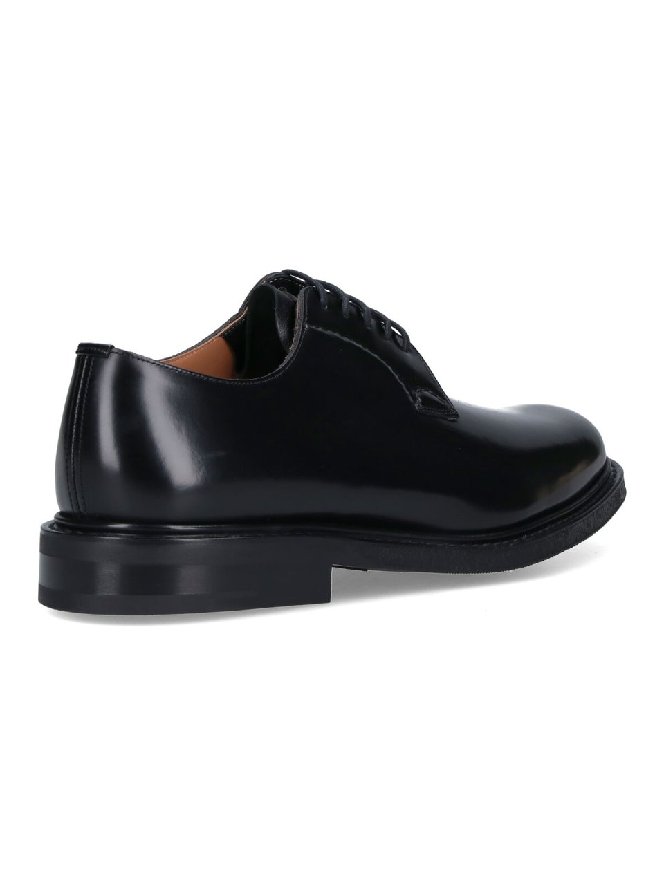 Church's Polished Black Leather Lace-Up Flat Shoes From Church'S Zwart