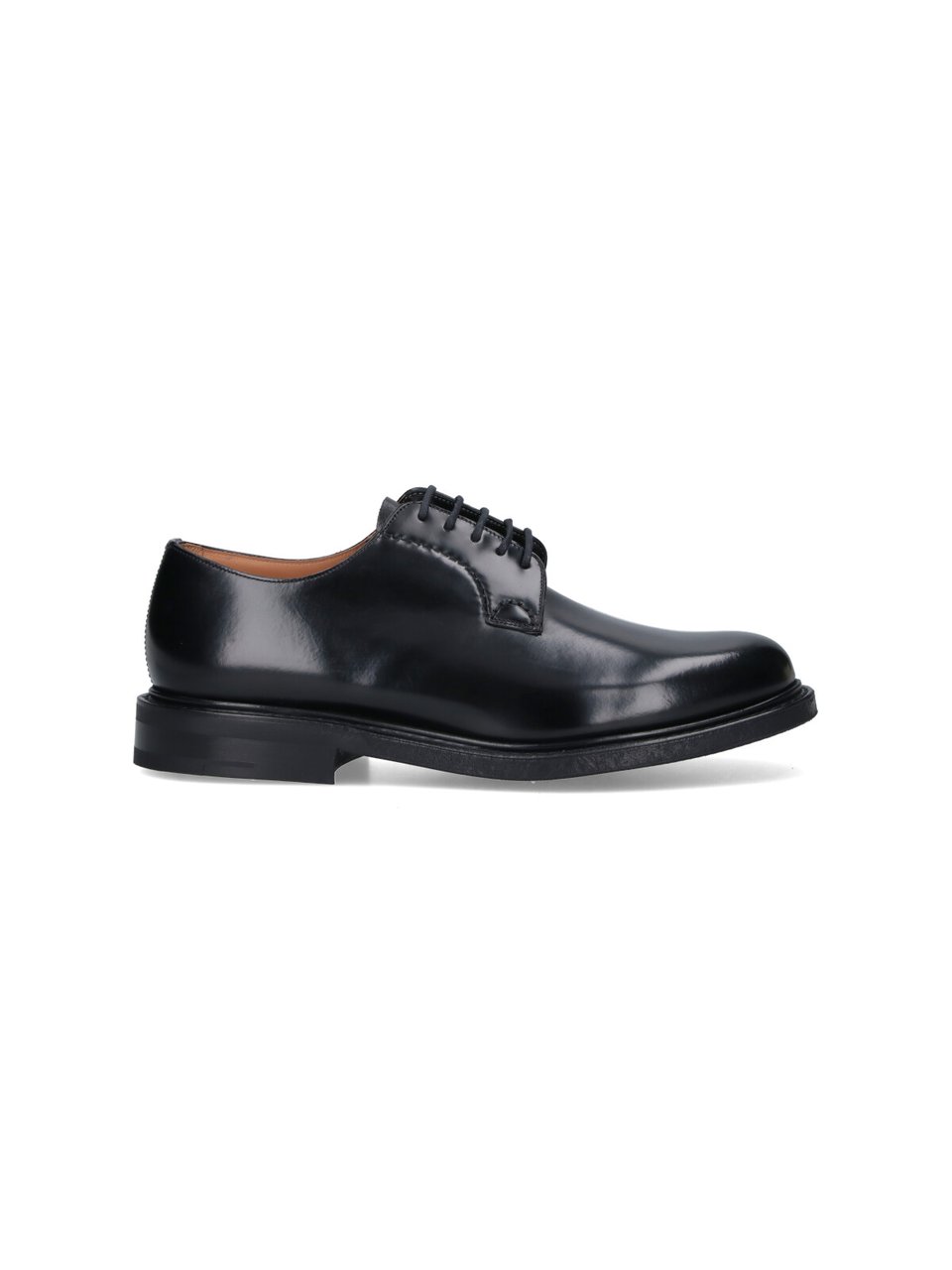 Church's Polished Black Leather Lace-Up Flat Shoes From Church'S Zwart