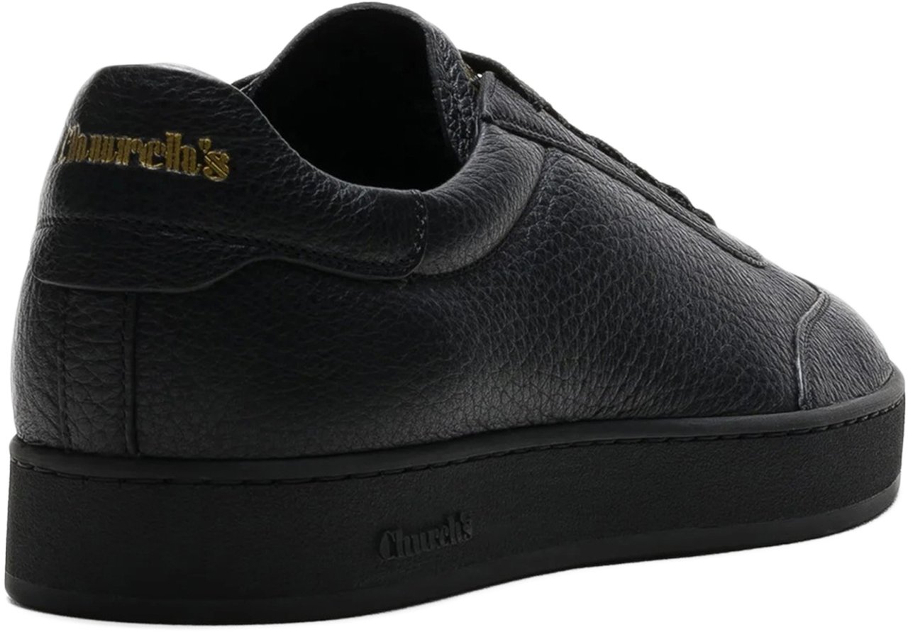 Church's Minimalist Black Leather Flat Shoes with Laces Zwart
