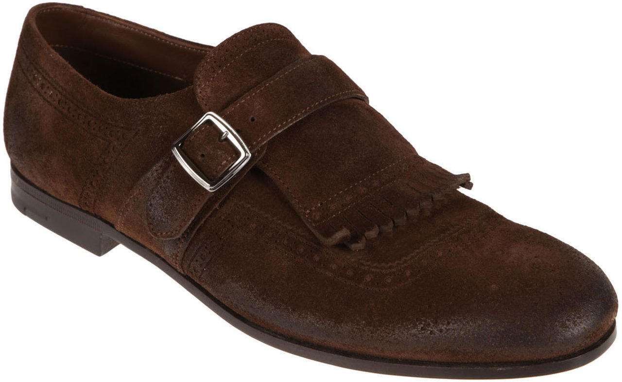 Church's Shanghai Laser Monk Strap Buckled Shoes Brown Bruin