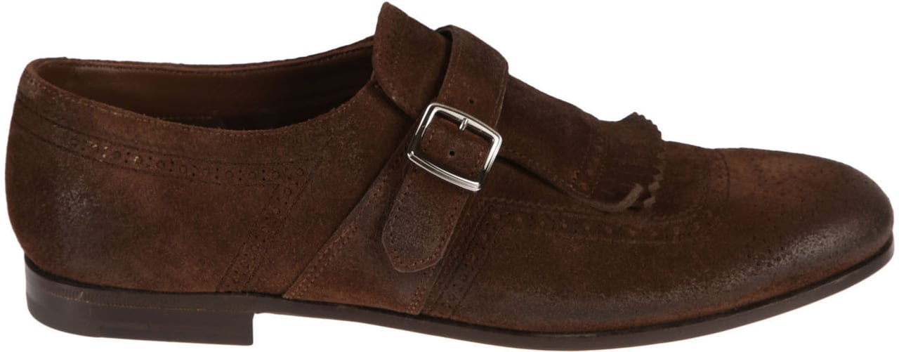Church's Shanghai Laser Monk Strap Buckled Shoes Brown Bruin