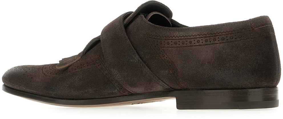 Church's Chocolate suede Shanghai Laser monk strap shoes Bruin