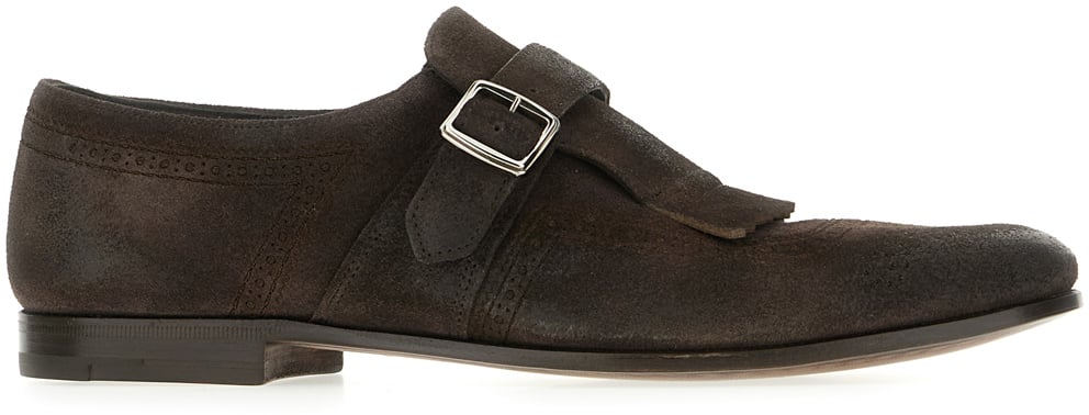 Church's Chocolate suede Shanghai Laser monk strap shoes Bruin