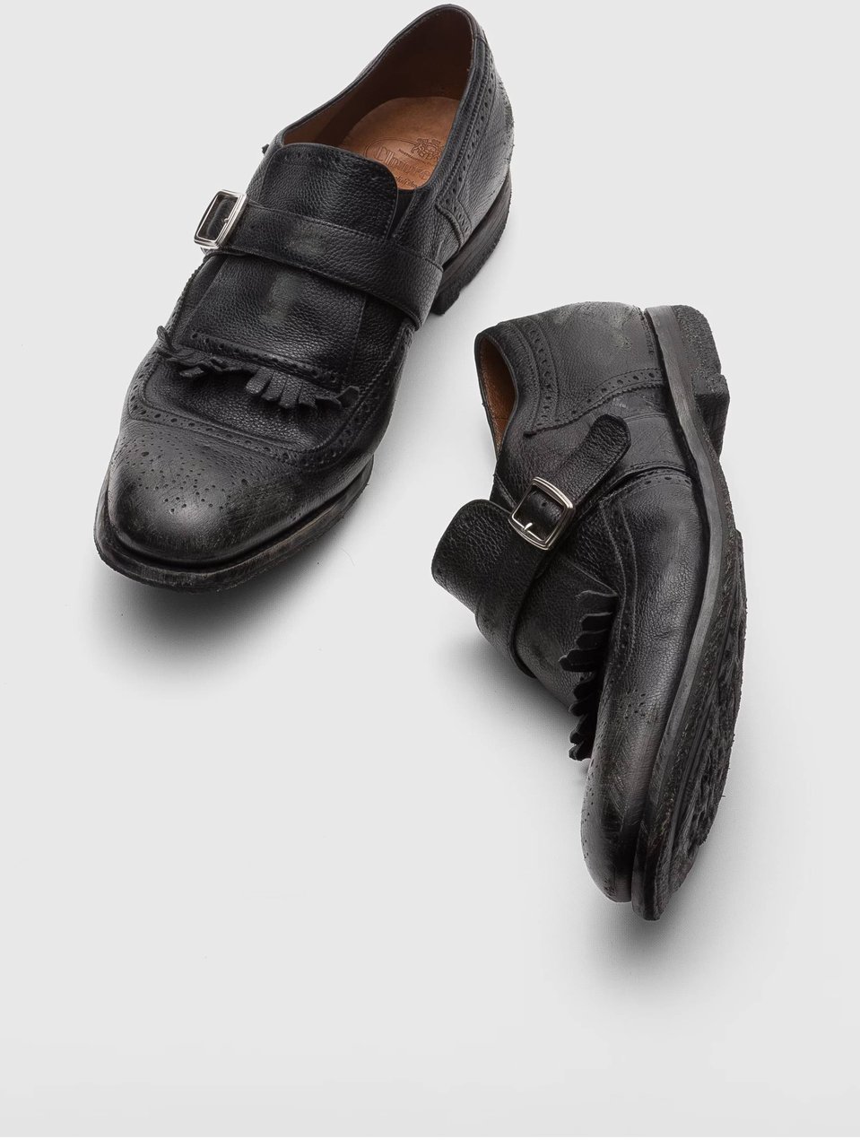 Church's Shanghai Brogue Monk Strap Shoes Zwart