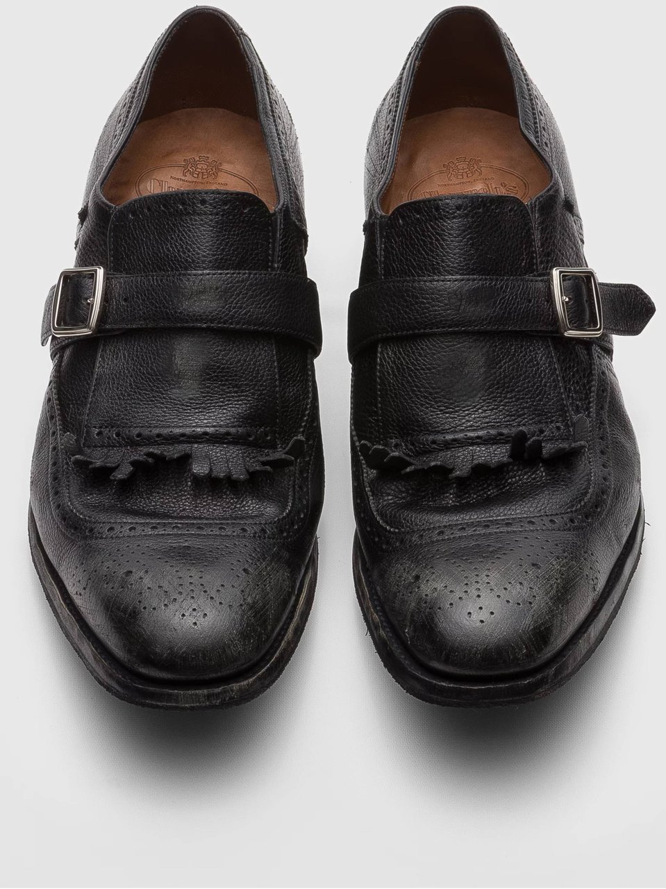 Church's Shanghai Brogue Monk Strap Shoes Zwart