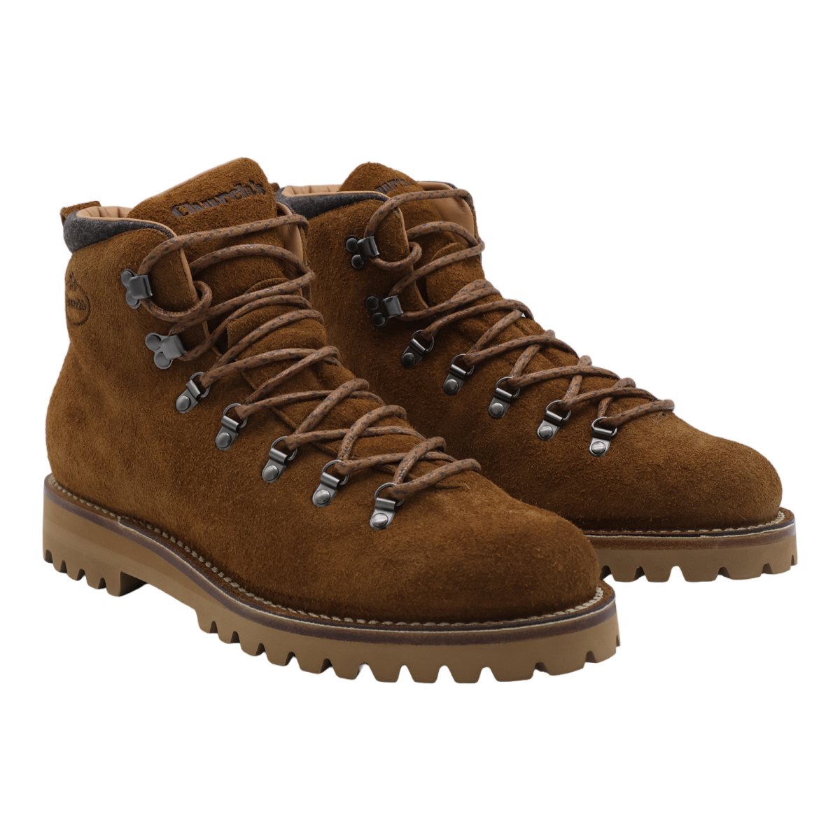 Church's Rugged Suede Boots with Padded Collar Bruin