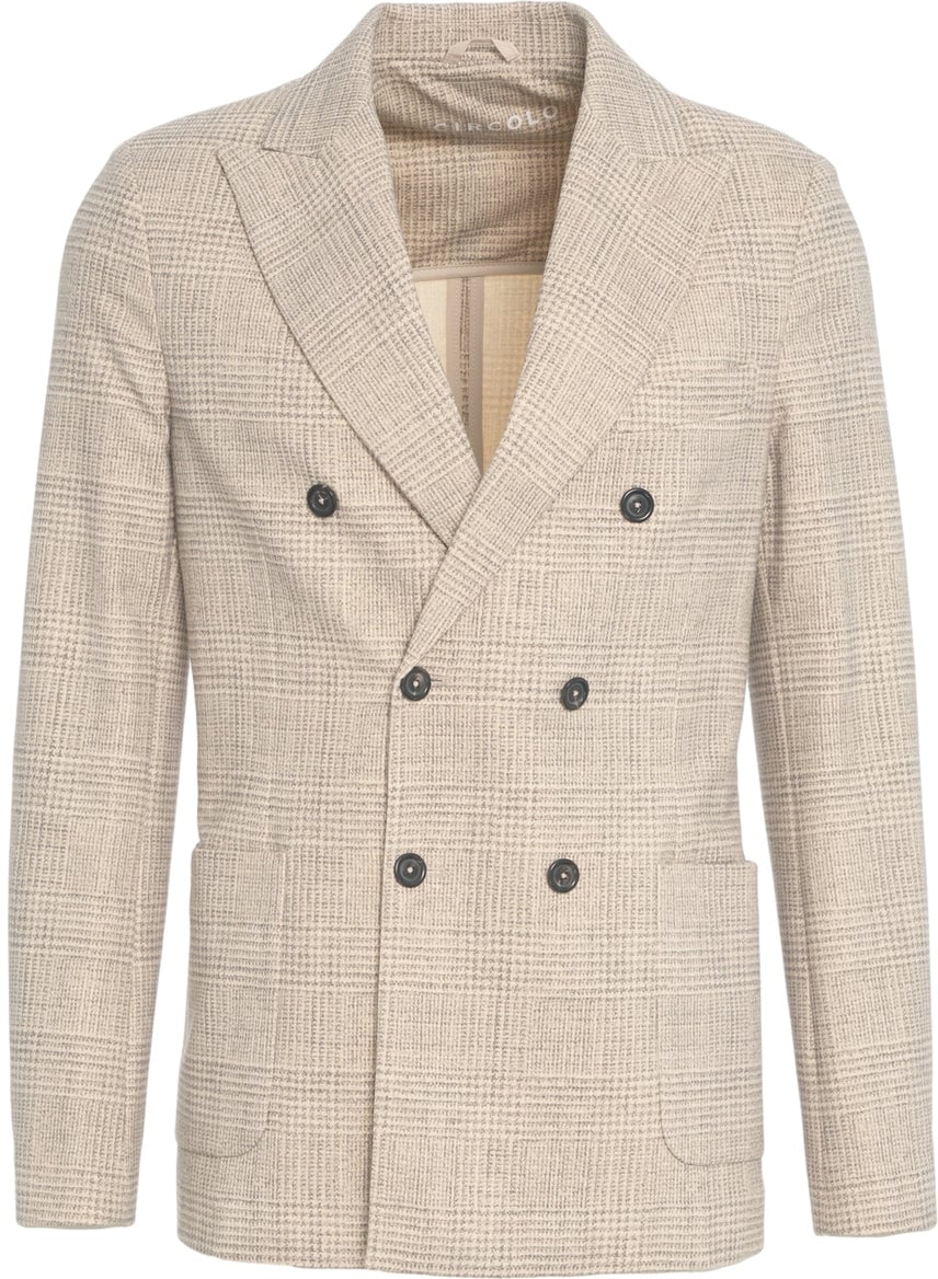 Circolo 1901 Glencheck double-breasted blazer Beige
