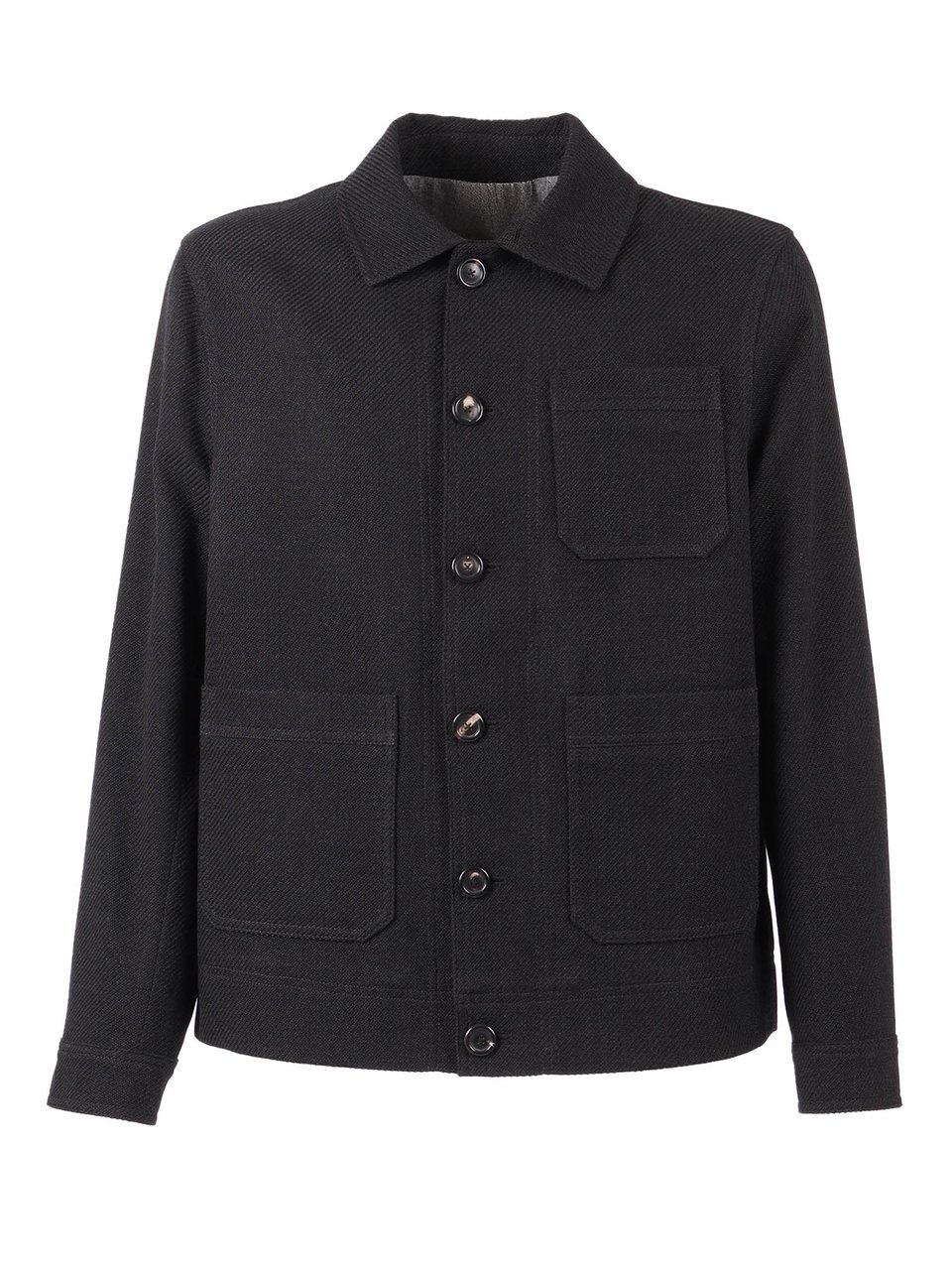 Circolo 1901 Structured Black Work Jacket in Virgin Wool and Cotton Blend Zwart