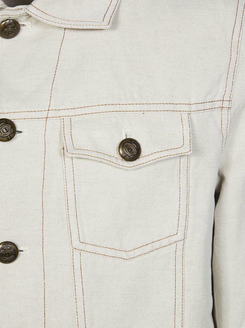 Circolo 1901 Men Premium Denim Contrast Stitching Jacket Wit