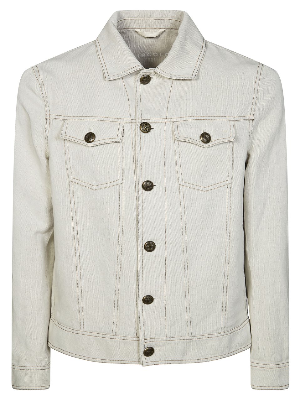 Circolo 1901 Men Premium Denim Contrast Stitching Jacket Wit
