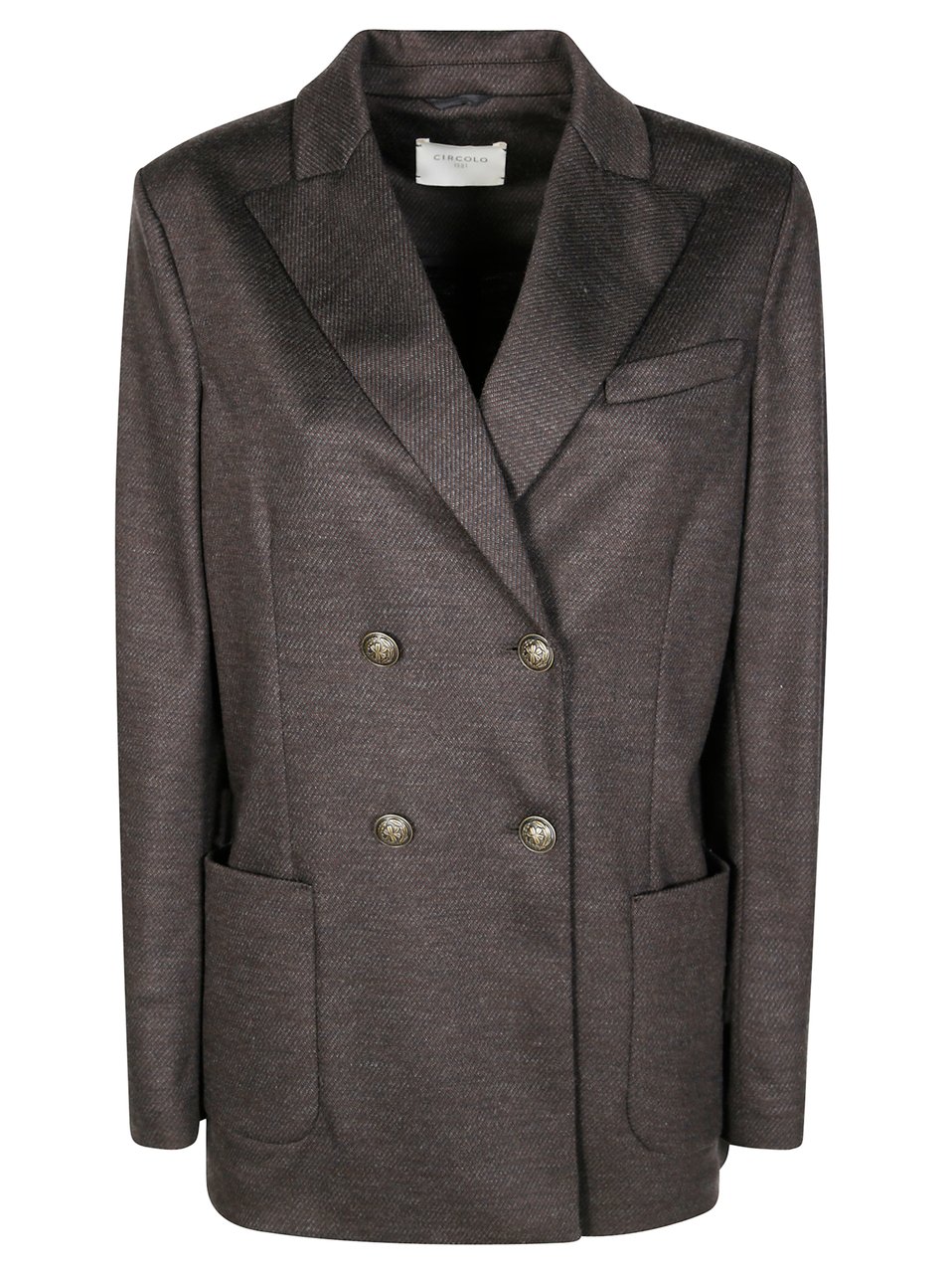 Circolo 1901 Brown Double Breasted Virgin Wool Jacket Grijs