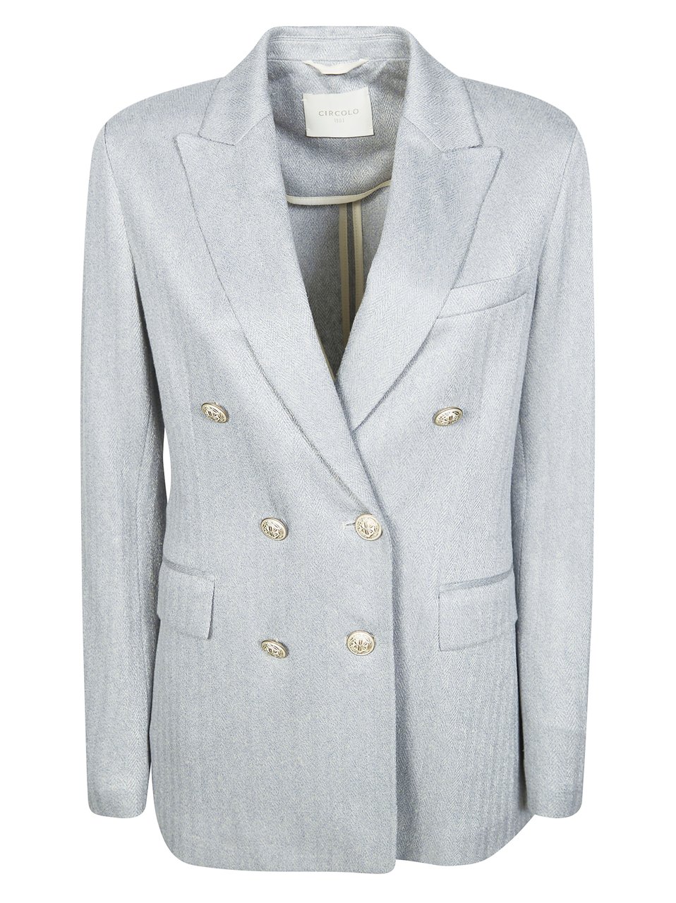 Circolo 1901 Silver Herringbone Cotton Linen Blazer Wit