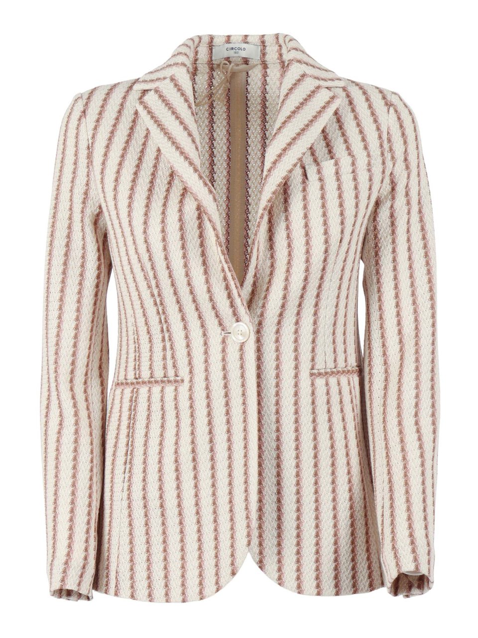 Circolo 1901 Long Textured Stripe Slim Jacket Neutraal