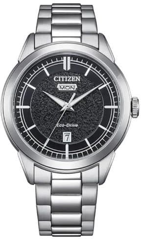 Citizen Horloge AW0151-85E Staal Eco-drive met Zwarte Wijzerplaat 39mm Zilver