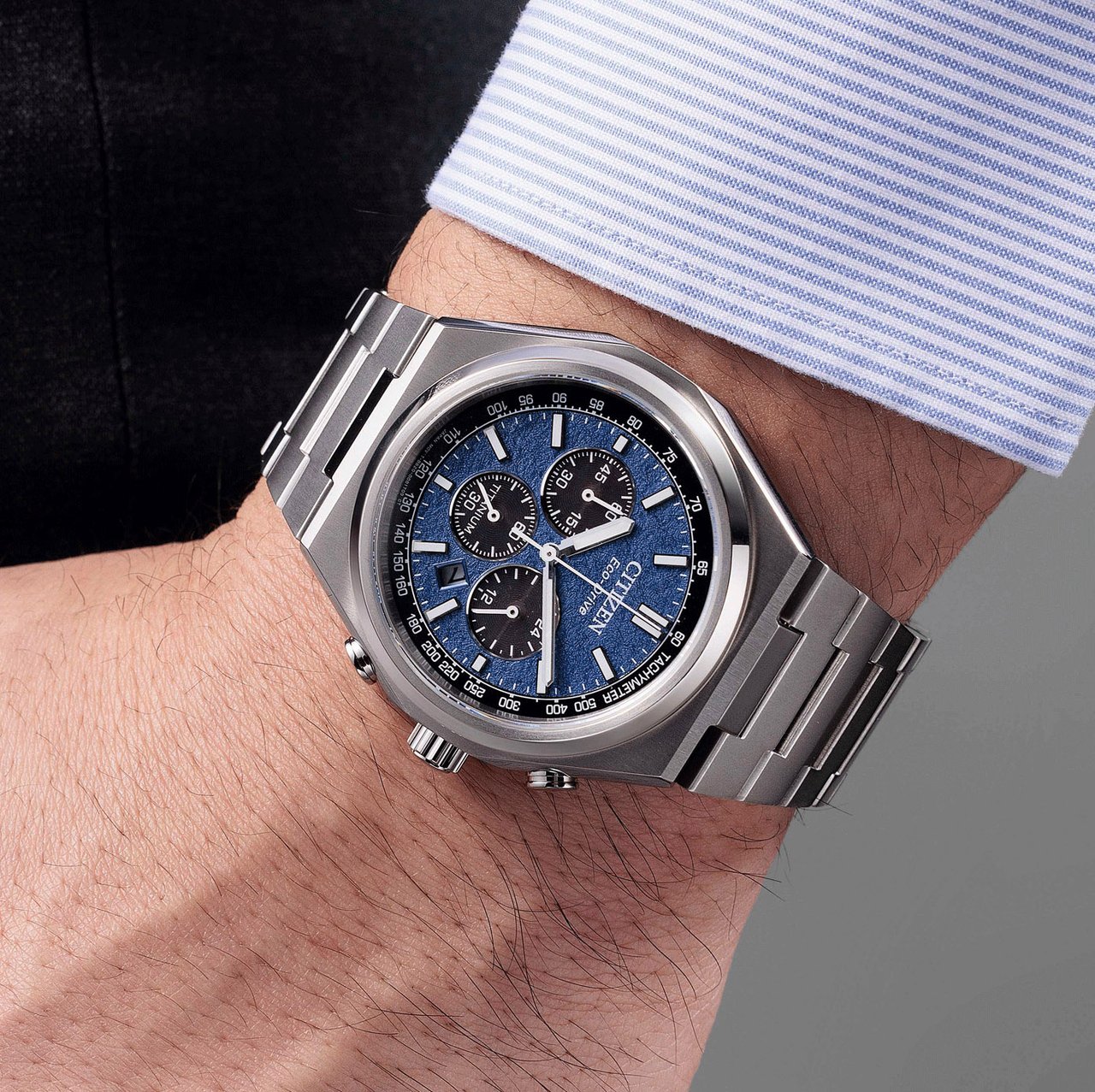 Citizen CA4610-85L Zenshin Chrono Sport Eco-Drive Titanium horloge Blauw