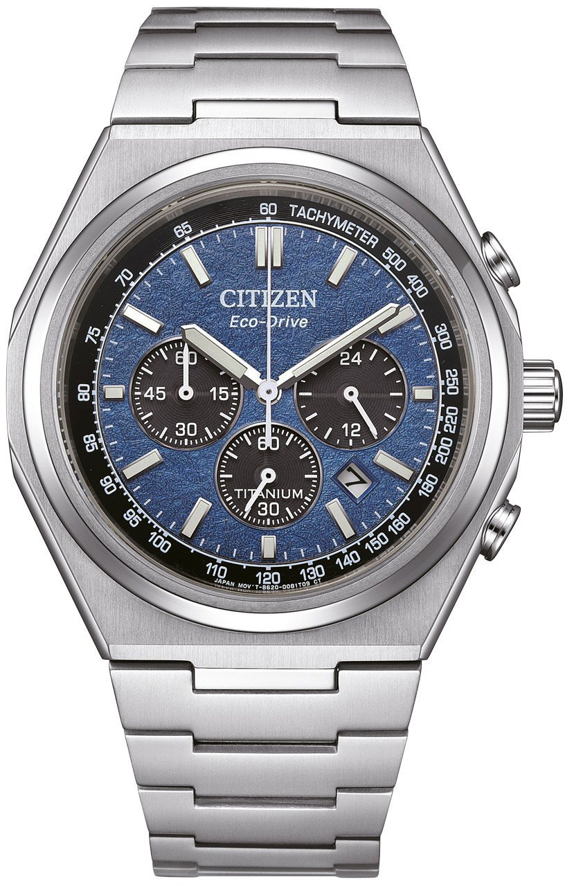 Citizen CA4610-85L Zenshin Chrono Sport Eco-Drive Titanium horloge Blauw