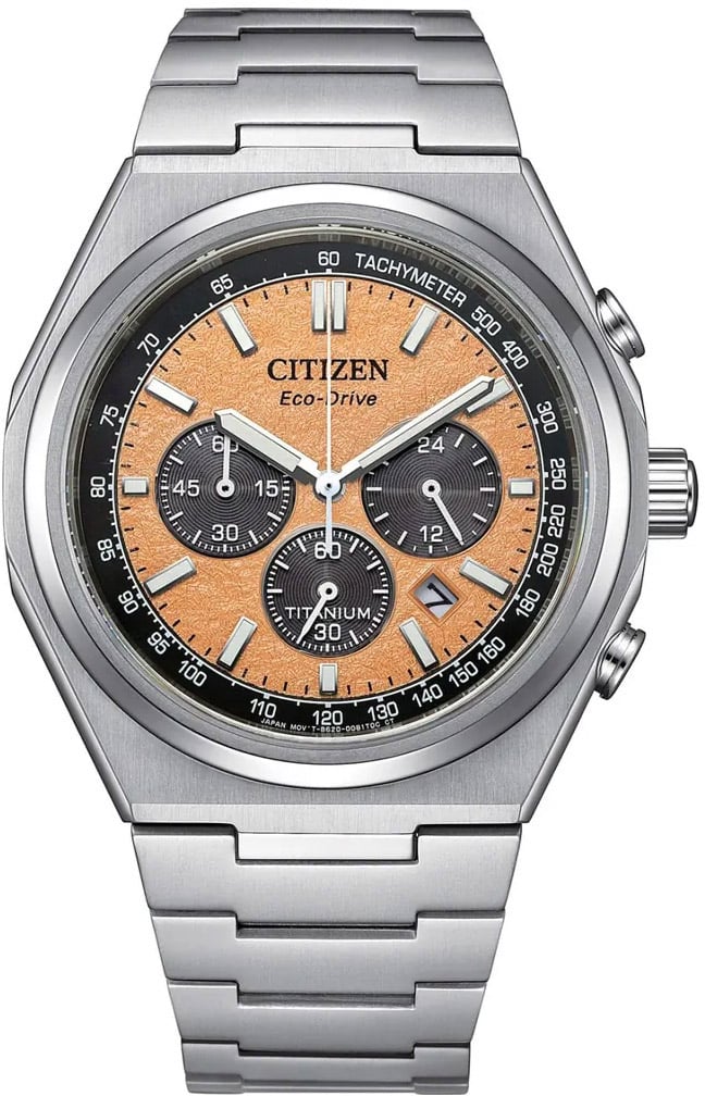 Citizen CA4610-85Z Zenshin Chrono Zenshin Sport Eco-Drive Titanium horloge Oranje