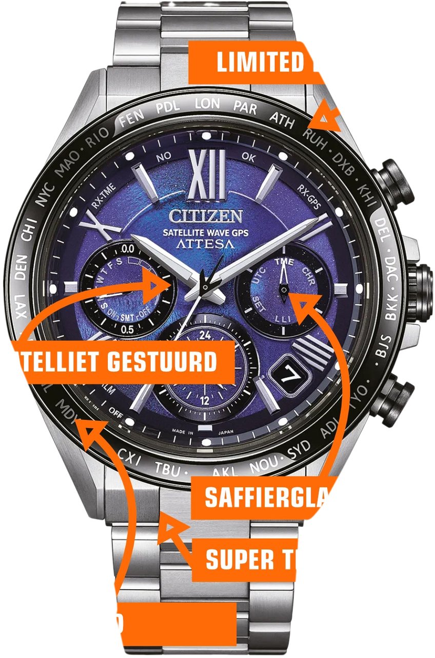 Citizen CC4075-50L Attesa Unite with Blue Limited Edition horloge Blauw