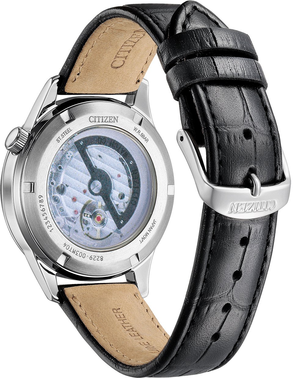 Citizen NH9131-14E Mechanical Open Hearth horloge Zwart