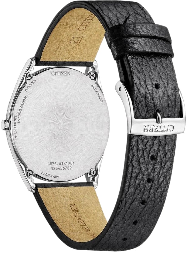 Citizen Citizen Horloge AR3120-16A Suratto Staal Eco-Drive 30m Waterdicht Saffierglas Extra Dun 38mm Zwart