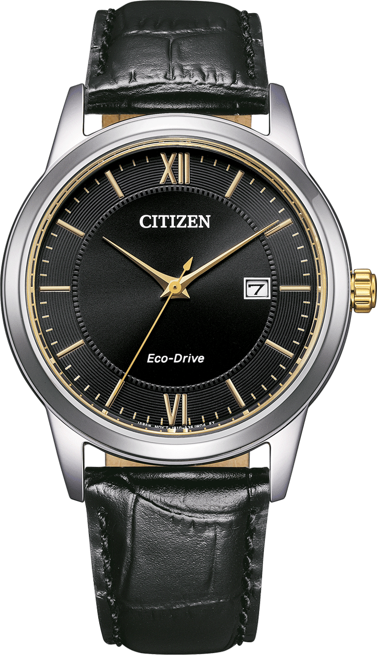 Citizen Citizen Horloge AW1784-16E Staal Eco-drive 30m Waterdicht met Zwart Leren Horlogeband 40mm Zwart