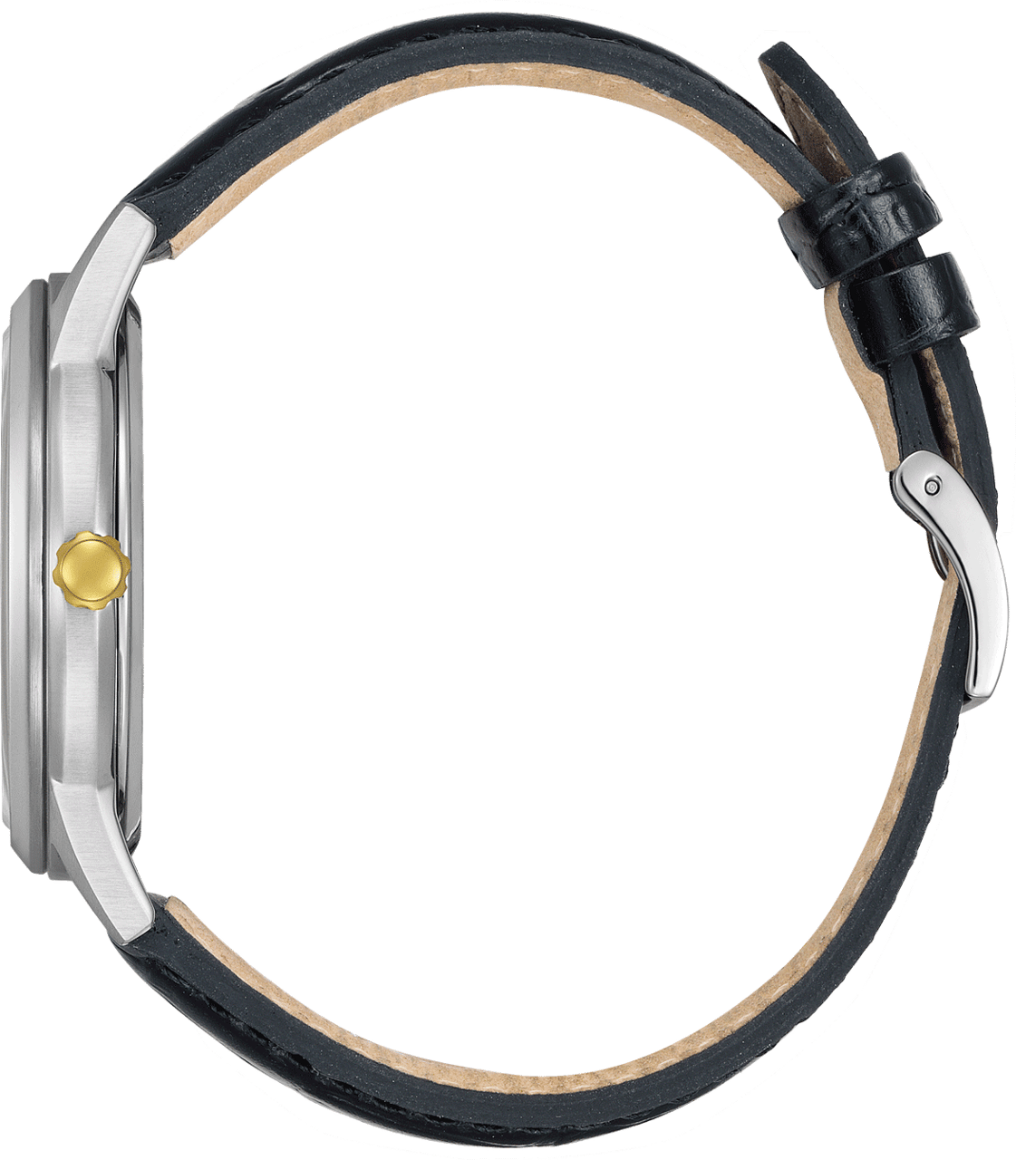 Citizen Citizen Horloge AW1784-16E Staal Eco-drive 30m Waterdicht met Zwart Leren Horlogeband 40mm Zwart