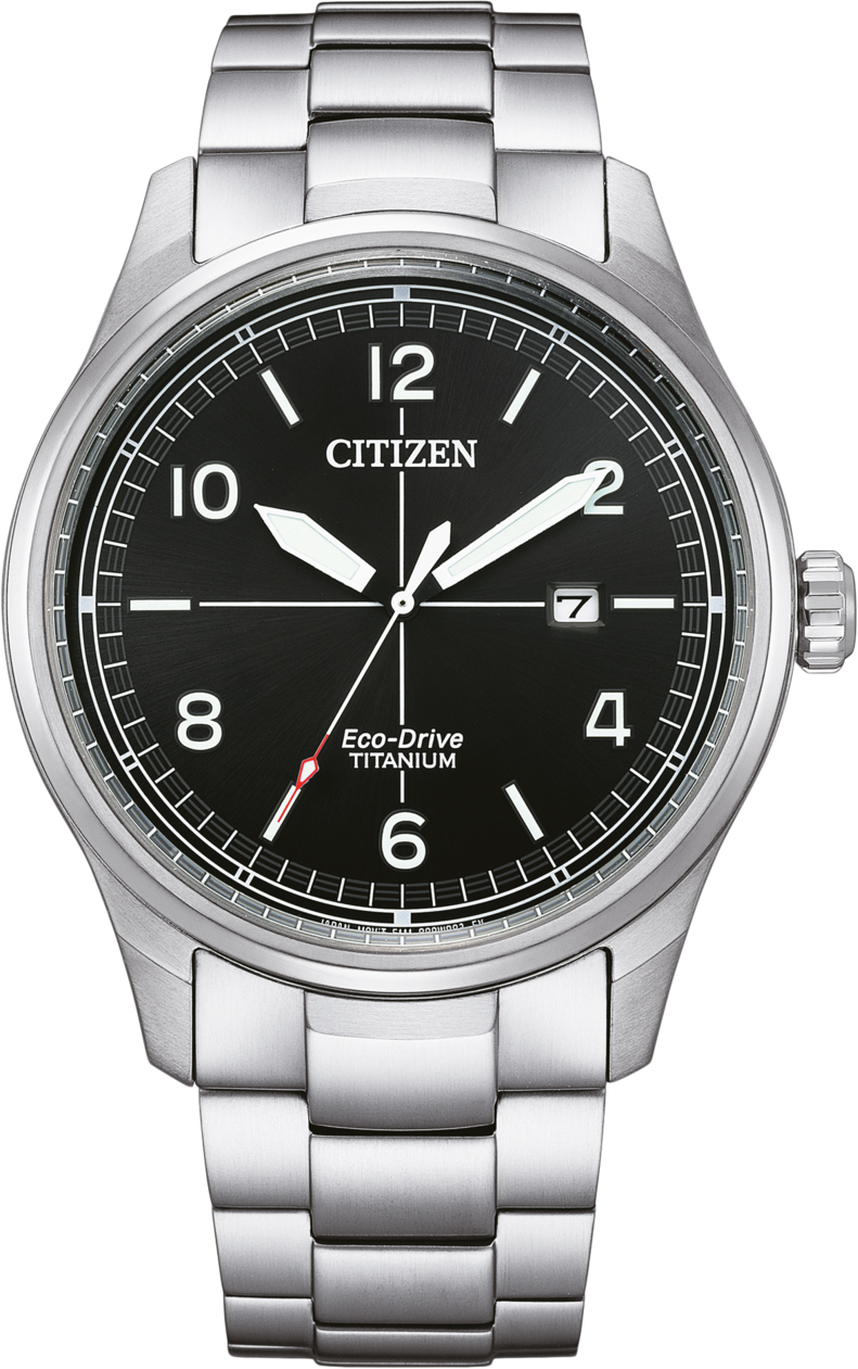 Citizen Citizen Horloge BM7570-80E Titanium Eco-drive Saffier Glas 100m Waterdicht met Zwarte Wijzerplaat 42mm Zilver