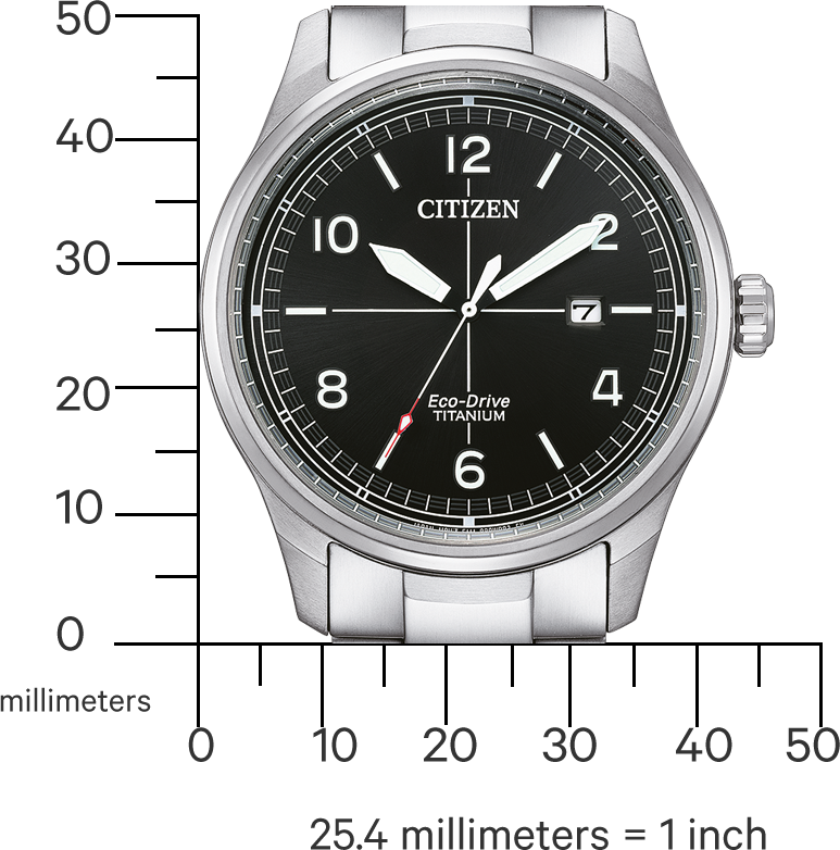 Citizen Citizen Horloge BM7570-80E Titanium Eco-drive Saffier Glas 100m Waterdicht met Zwarte Wijzerplaat 42mm Zilver