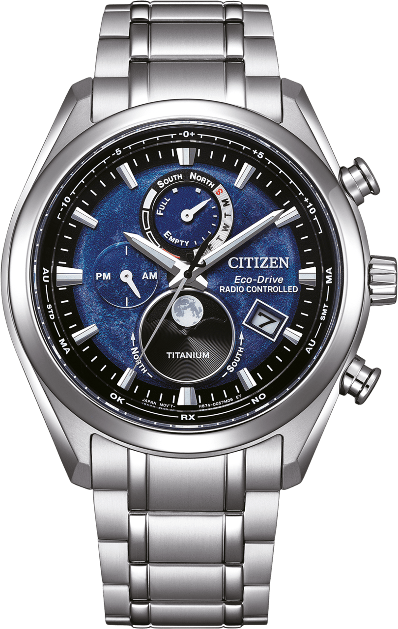 Citizen Citizen Horloge BY1010-81L Radio Controlled Eco-Drive Staal 100m Waterdicht Saffierglas met Blauwe Wijzerplaat 43mm Zilver