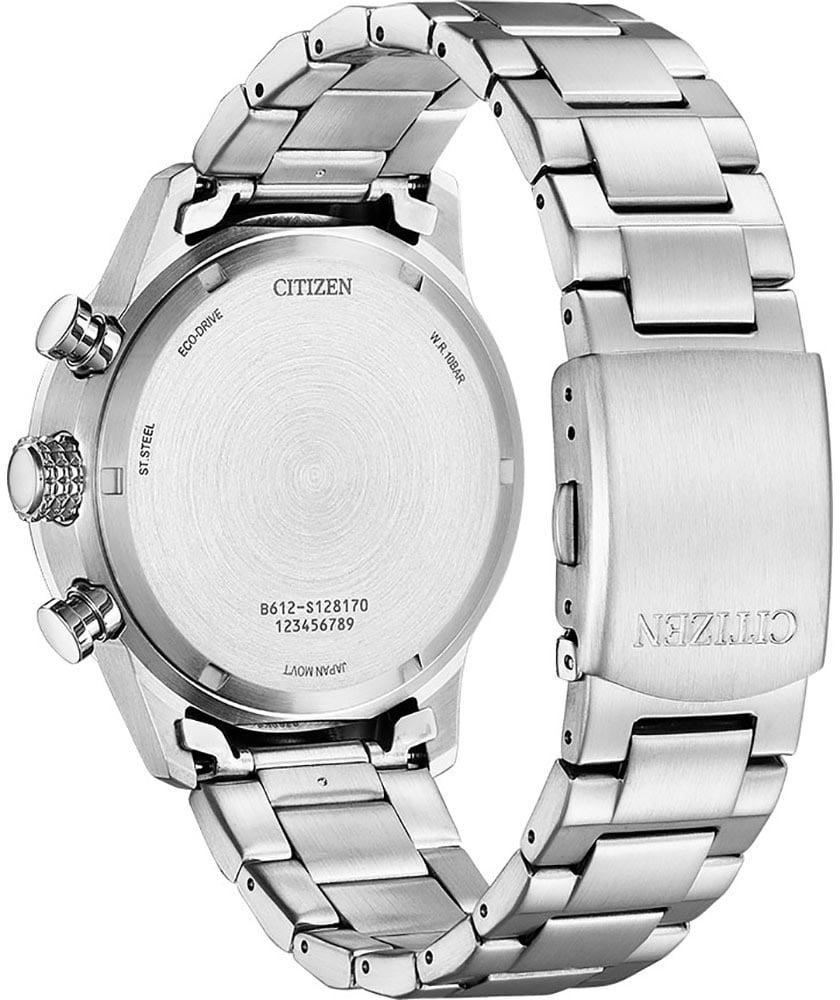 Citizen Citizen Horloge CA0790-83L Staal Eco-drive Chronograaf 100m Waterdicht met Blauwe Wijzerplaat 43mm Zilver
