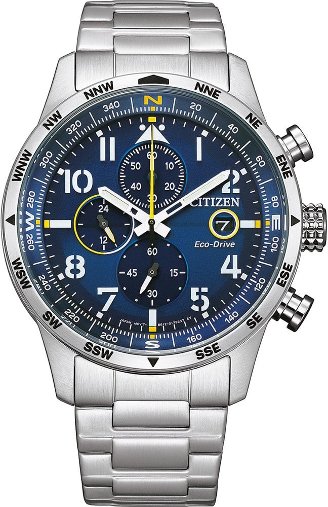 Citizen Citizen Horloge CA0790-83L Staal Eco-drive Chronograaf 100m Waterdicht met Blauwe Wijzerplaat 43mm Zilver
