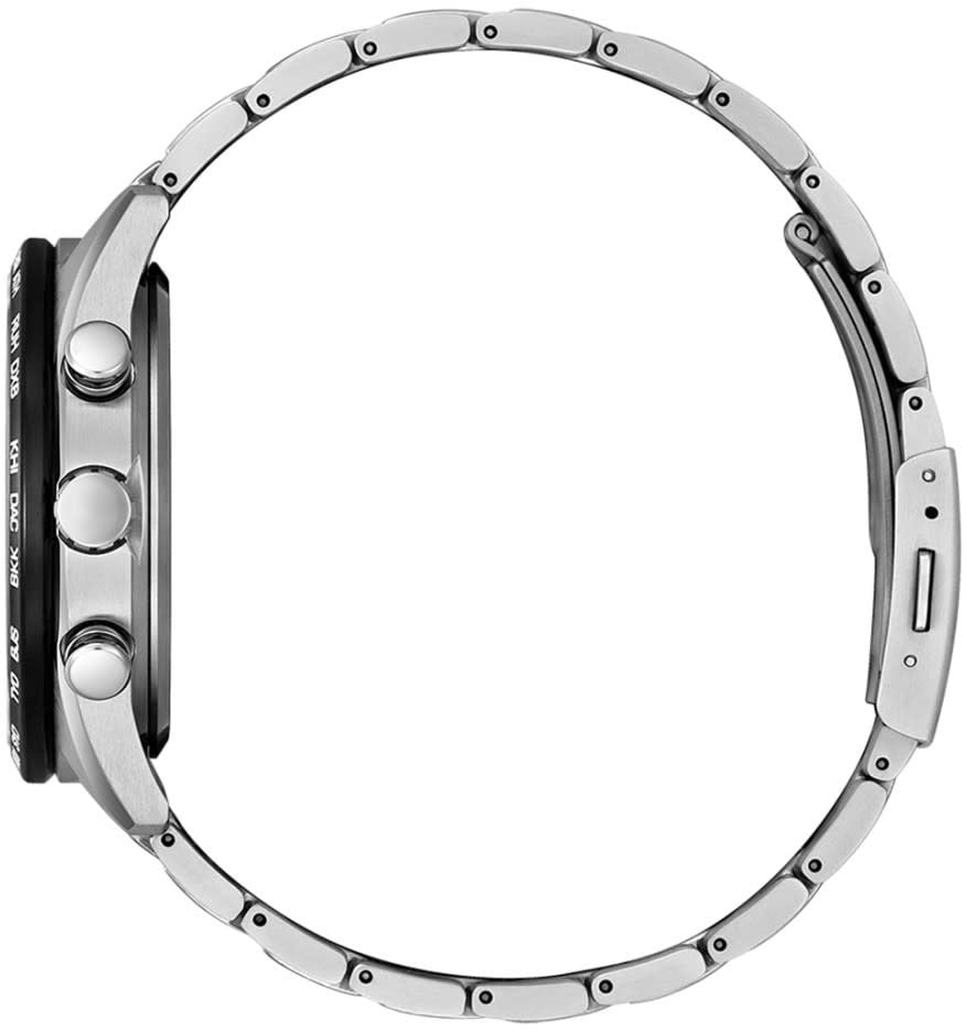 Citizen Citizen Horloge CB5945-85L Radio Controlled Eco-Drive Titanium Saffierglas 100m Waterdicht met Blauwe Wijzerplaat 42mm Zilver