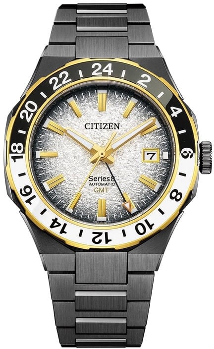 Citizen Citizen Horloge NB6035-55H Serie 8 GMT Automaat Staal Gun Metal Saffier Glas 100m Waterdicht 41mm Limited Edition Donkergrijs
