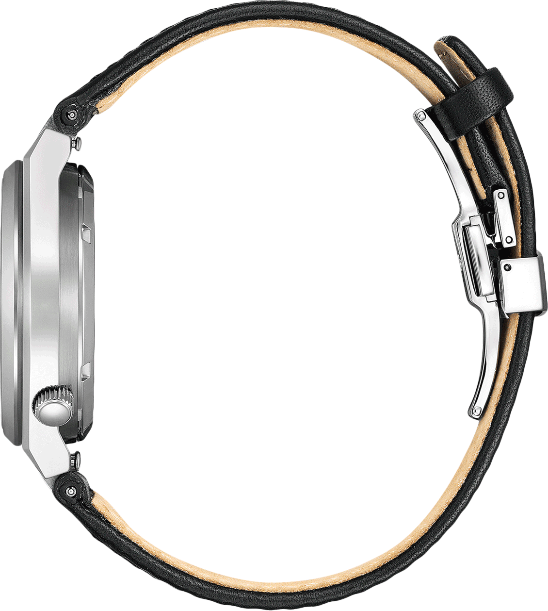 Citizen Citizen Horloge NK5010-01H Tsuyosa Staal Automaat 50m Waterdicht Grijze Wijzerplaat en met Zwarte Leren Horlogeband 40mm Zwart