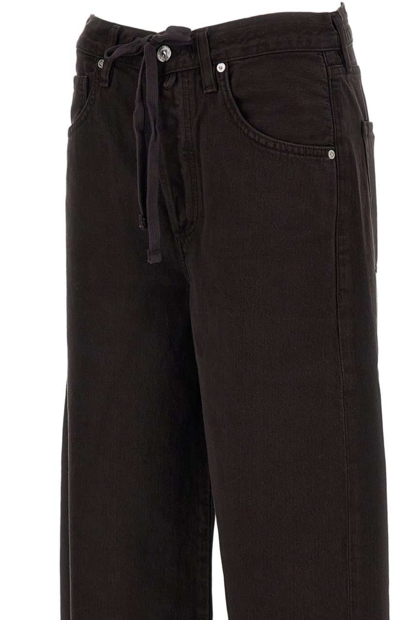Citizens of Humanity Wide-Leg Cotton Denim Drawstring Jeans Zwart