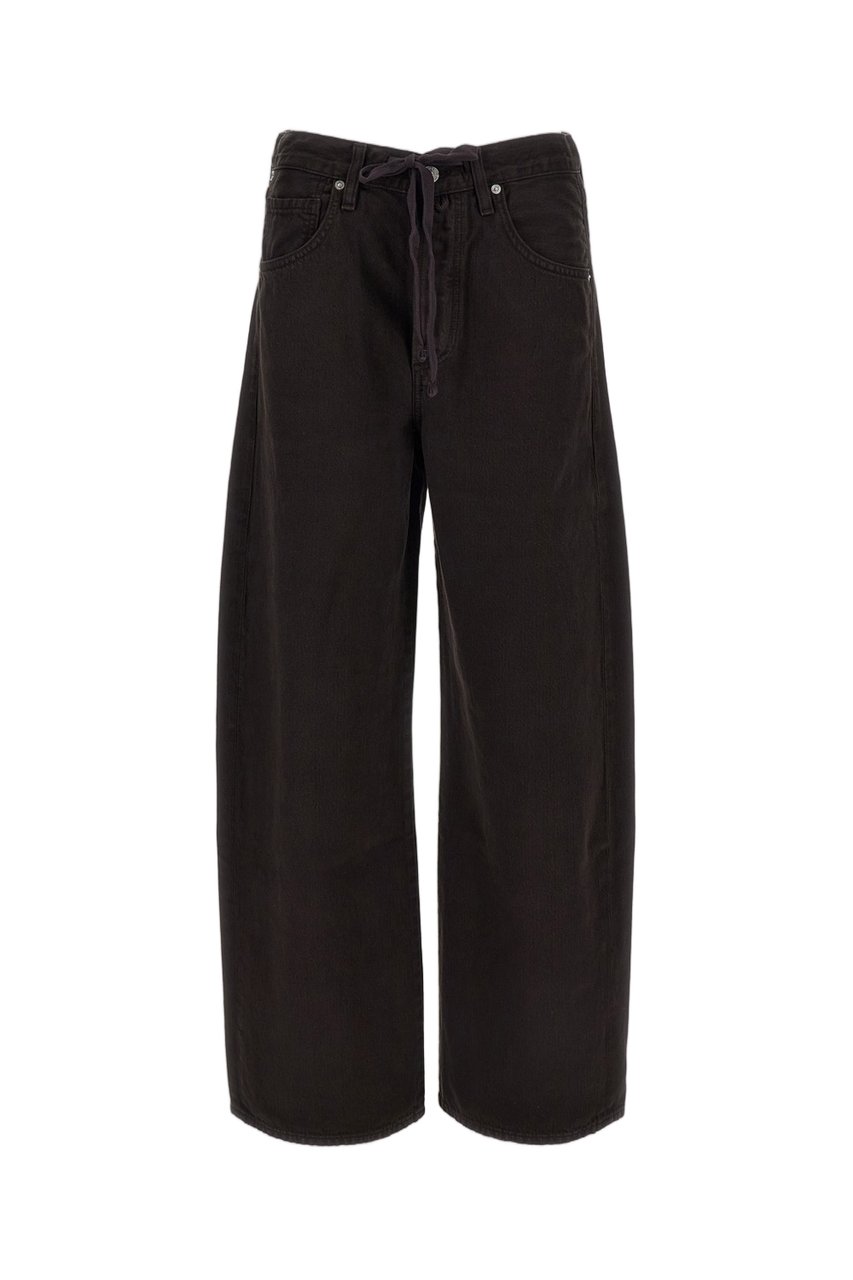 Citizens of Humanity Wide-Leg Cotton Denim Drawstring Jeans Zwart